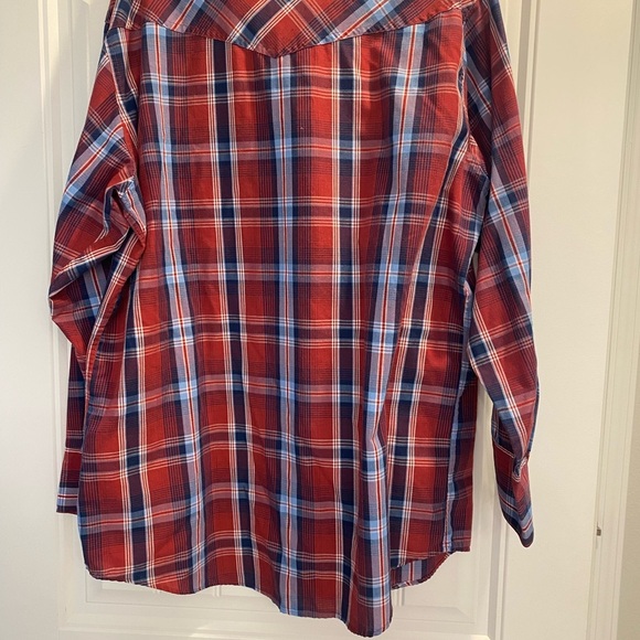 High Noon Western Shirt Mens Large Red Blue Pearl Snap Rockabilly Cowboy Rodeo - Picture 2 of 6